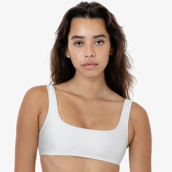 Square Neck Bikini Top - White Los Angeles Apparel - Picture 1 of 4